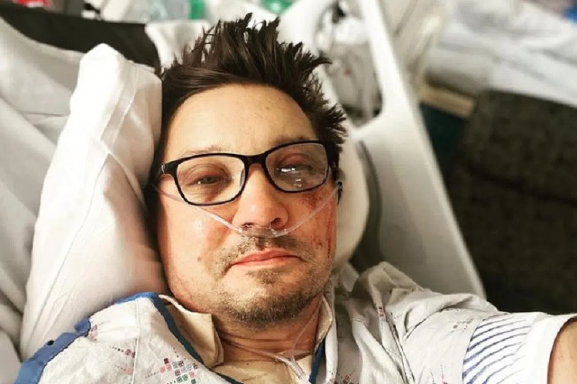 Avengers star Jeremy Renner spent more than two weeks in hospital after the giant six-tonne vehicle rolled onto him.