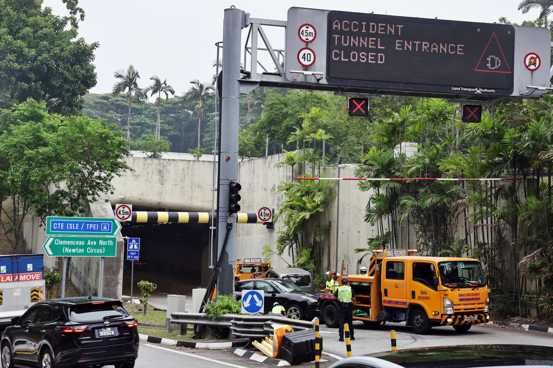 The accident involved a car and a van in Cairnhill Circle, at a slip road leading to the CTE towards the SLE.