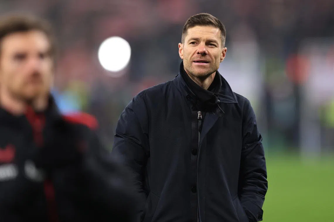 FILE PHOTO: Soccer Football - DFB Cup - Quarter Final - Bayer Leverkusen v FC Cologne - BayArena, Leverkusen, Germany - February 5, 2025 Bayer Leverkusen coach Xabi Alonso after the match REUTERS/Wolfgang Rattay/ File Photo