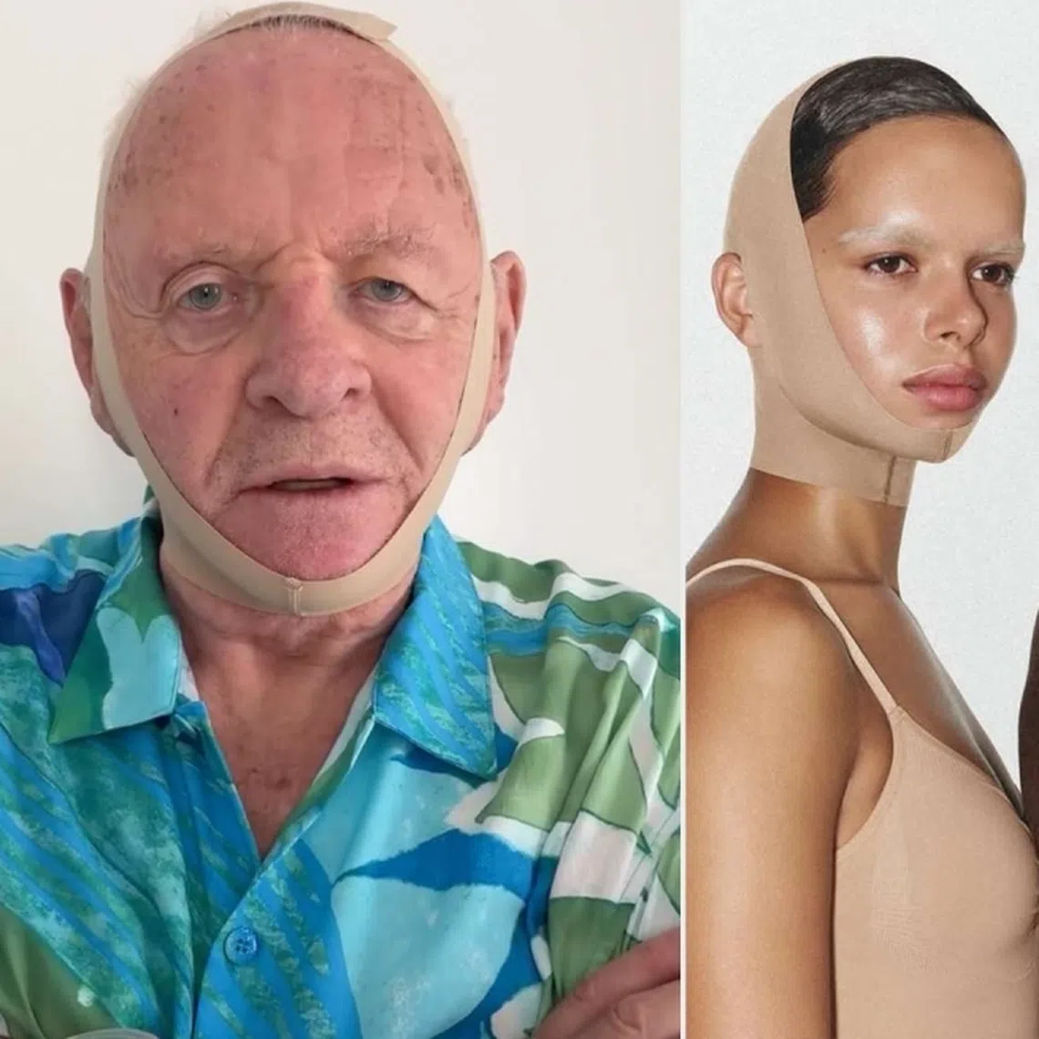 Actor Anthony Hopkins mocks Kim Kardashian’s “shapewear” for the face in a now viral Instagram video.