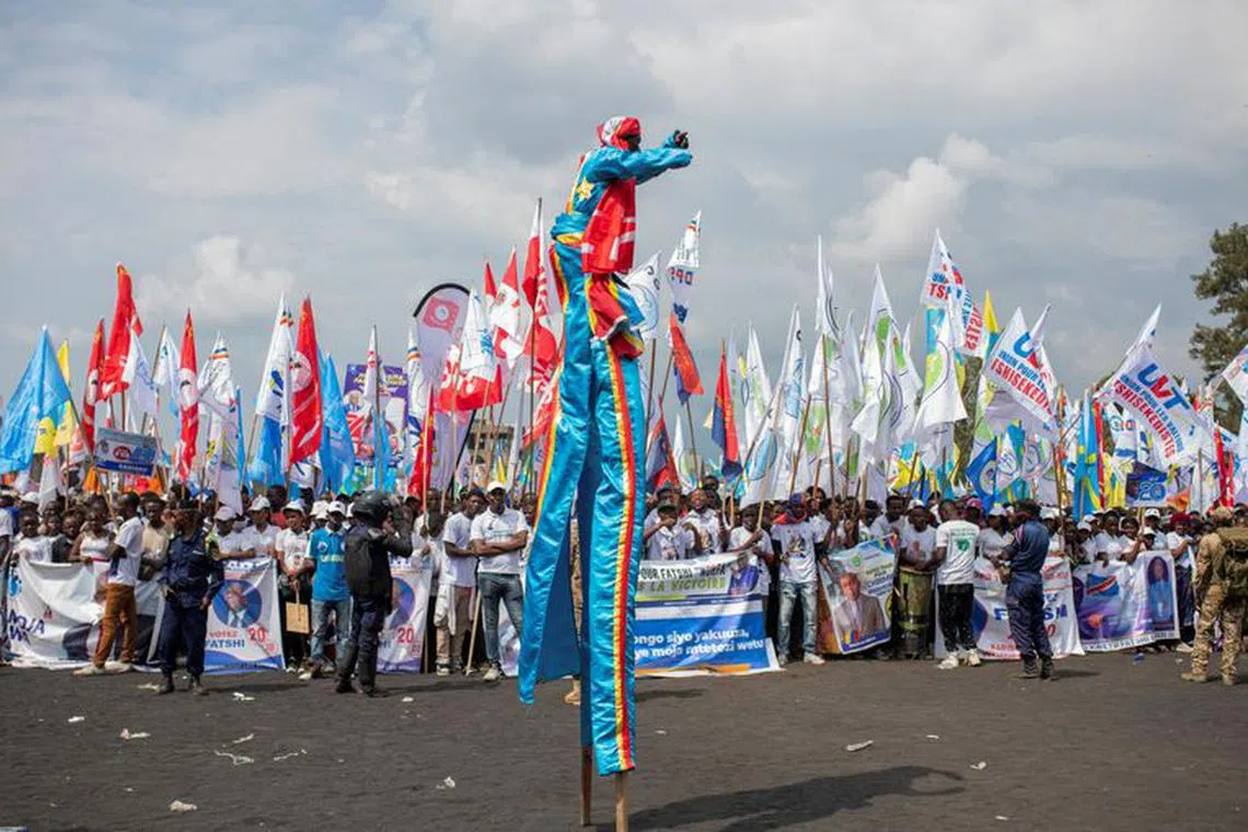 Union for Democracy and Social Progress (UDPS) party supporters gather as they wait for the arrival of Democratic Republic of the Congo's President Felix Tshisekedi for a campaign rally at the Afia stadium in Goma, North Kivu province of the Democratic Republic of Congo December 10, 2023. REUTERS/Stringer/File Photo