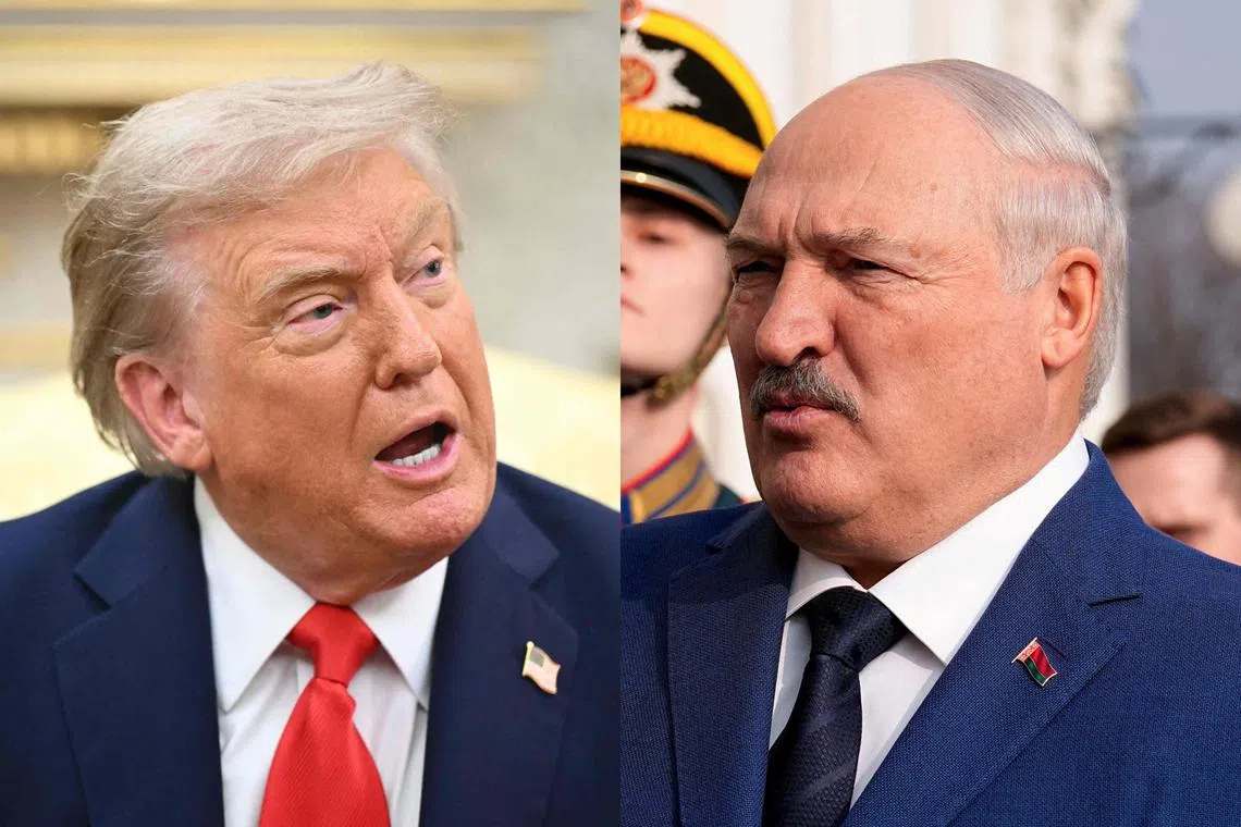 US President Donald Trump (left) called Belarusian President Alexander Lukashenko on Aug 15.