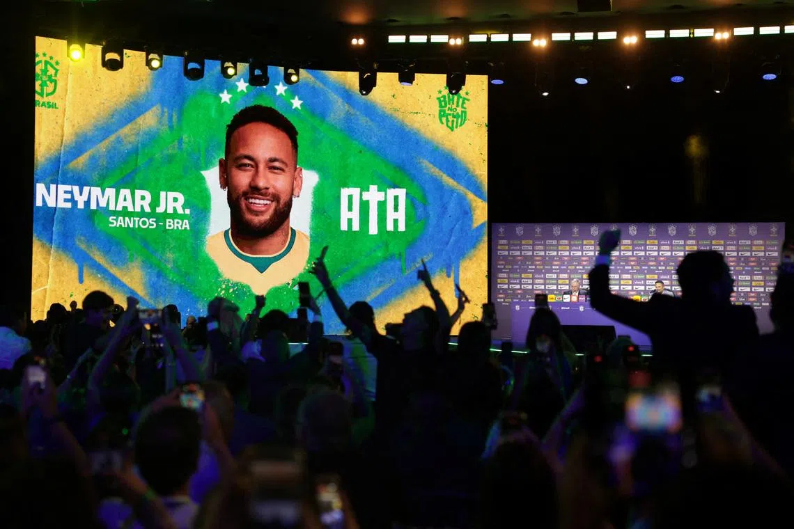 Soccer Football - FIFA World Cup 2026 - Brazil coach Carlo Ancelotti speaks to media ahead of the World Cup - Museu do Amanha, Rio de Janeiro, Brazil - May 18, 2026 Brazil coach Carlo Ancelotti names Santos' Neymar in his squad during the press conference REUTERS/Ricardo Moraes