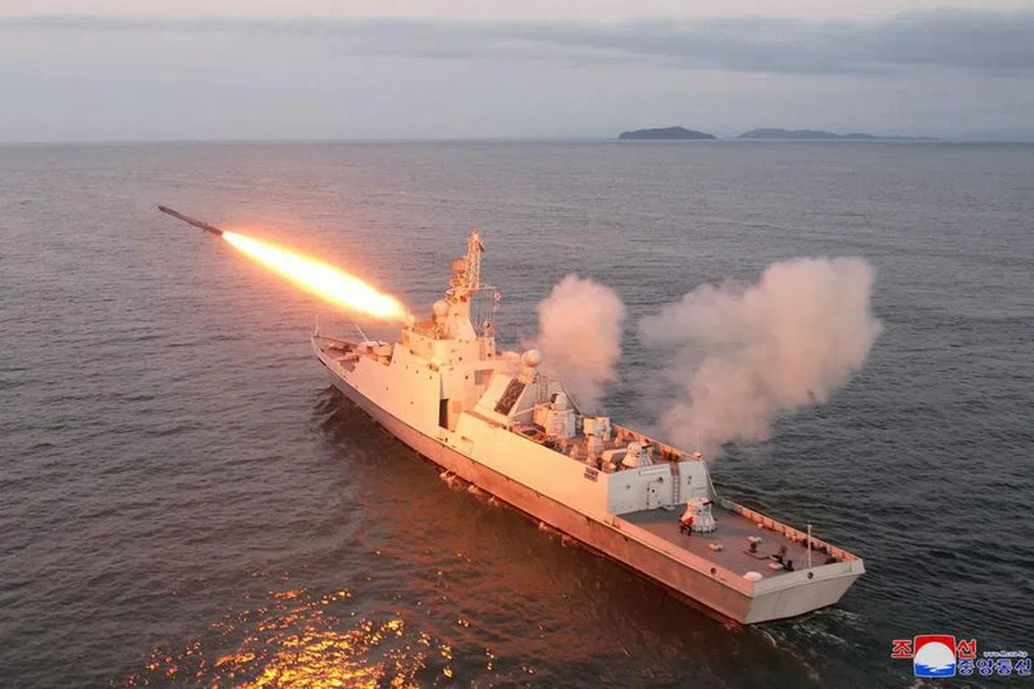 North Korean leader Kim Jong Un (not pictured) oversees a strategic cruise missile test aboard a navy warship in this undated photo released by North Korea's Korean Central News Agency (KCNA) on August 21, 2023 KCNA via REUTERS / File Photo