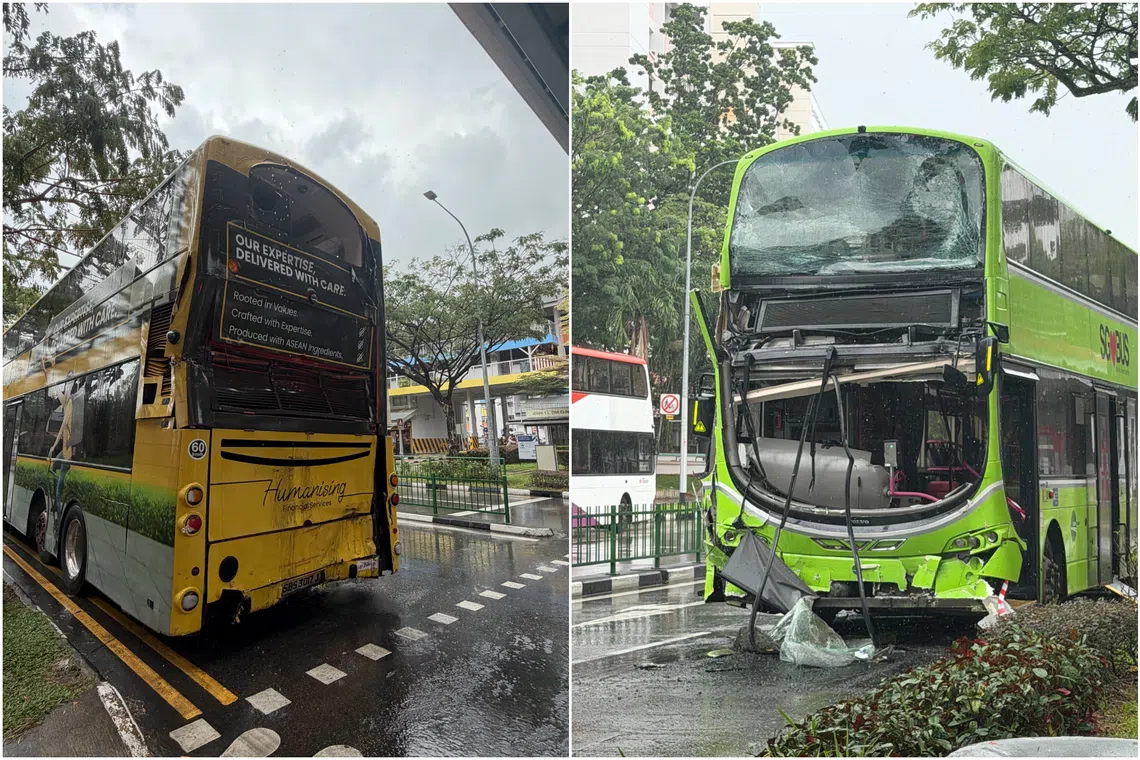The buses were towed away at around 2.15pm.