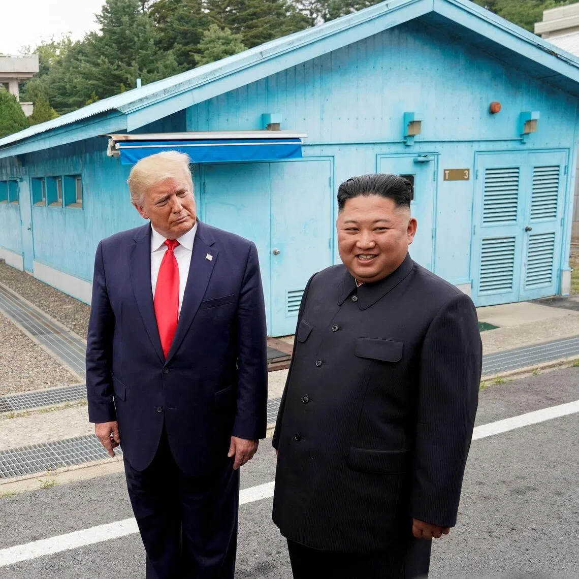 US President Donald Trump meeting North Korean leader Kim Jong Un at the demilitarised zone separating the two Koreas, in Panmunjom, South Korea, on June 30, 2019.