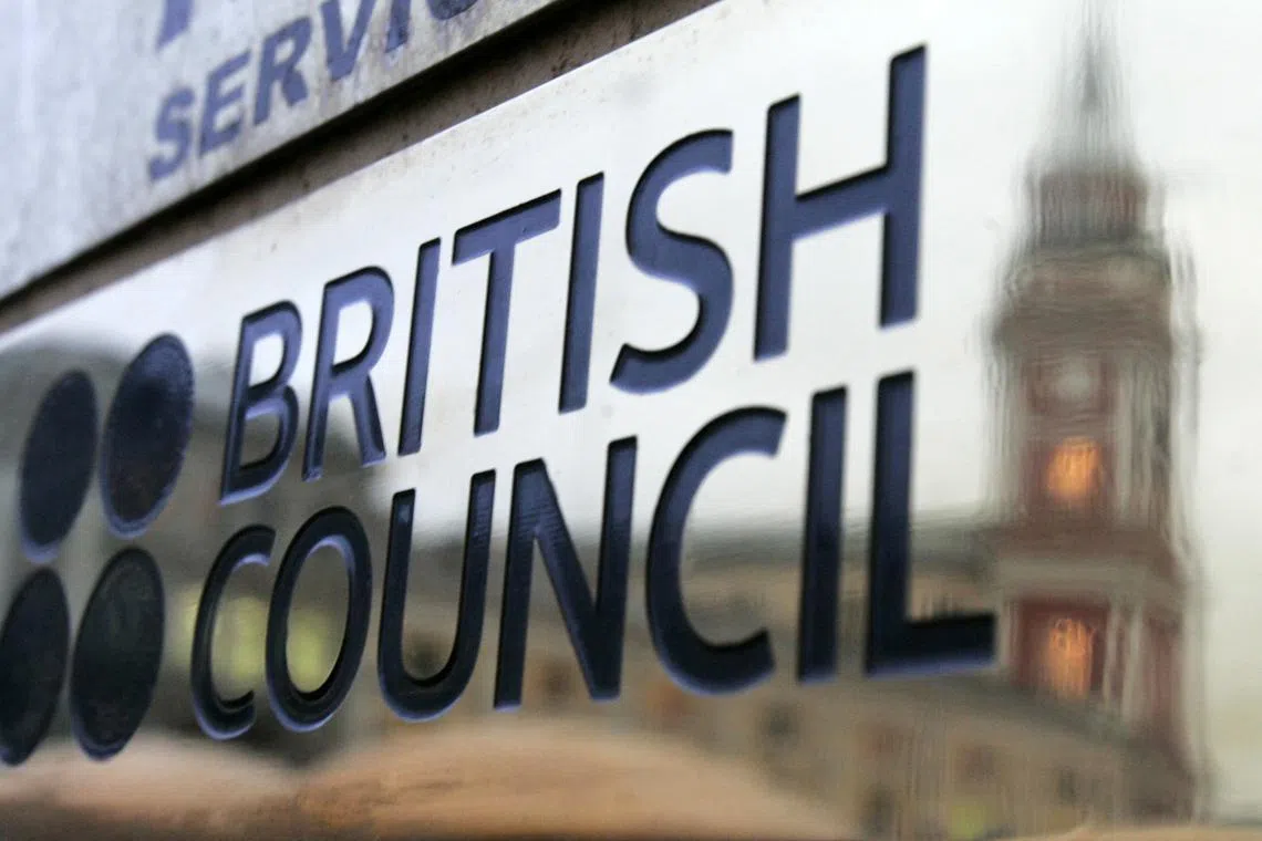 FILE PHOTO: The plaque of the British Council is seen outside its office in St Petersburg January 16, 2008. REUTERS/Alexander Demianchuk/File Photo