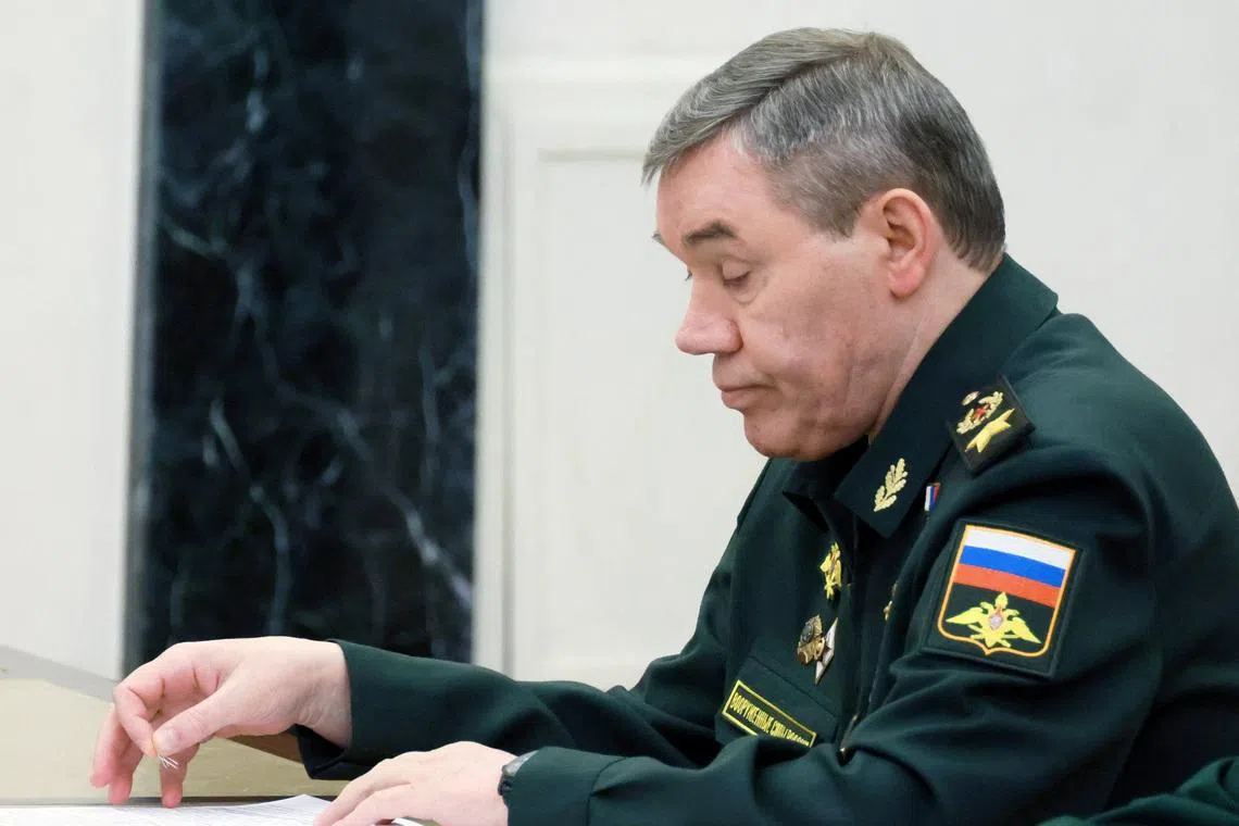 FILE PHOTO: Chief of the General Staff of the Russian Armed Forces Valery Gerasimov attends a meeting, chaired by Russian President Vladimir Putin and dedicated to on the \"special military operation\" amid the ongoing Russia-Ukraine conflict, in Moscow, Russia, December 29, 2025. Sputnik/Mikhail Metzel/Pool via REUTERS/File Photo