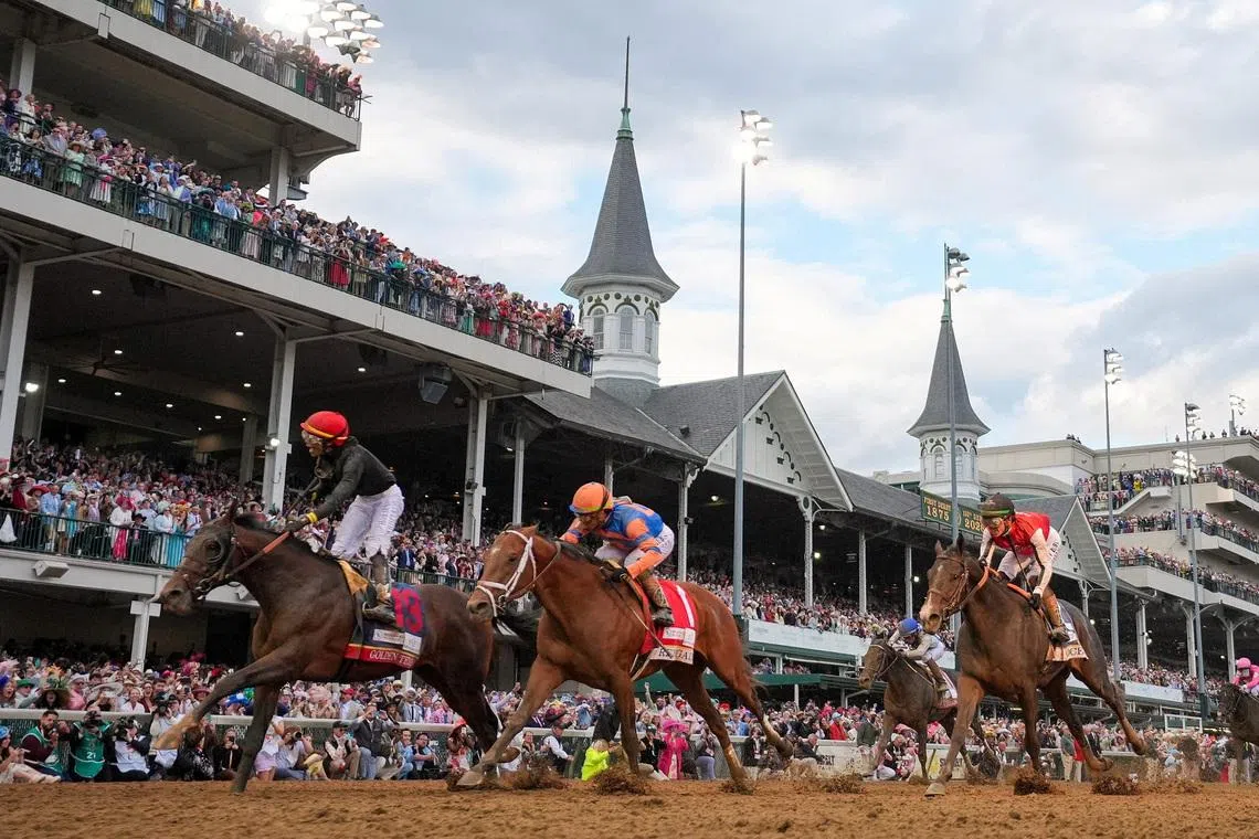 FILE PHOTO: May 2, 2026; Louisville, KY, USA;  Golden Tempo with Jose Ortiz up wins the 152nd running of the Kentucky Derby at Churchill Downs. Michael Clevenger and Christopher Granger/USA TODAY NETWORK via Imagn Images/File Photo