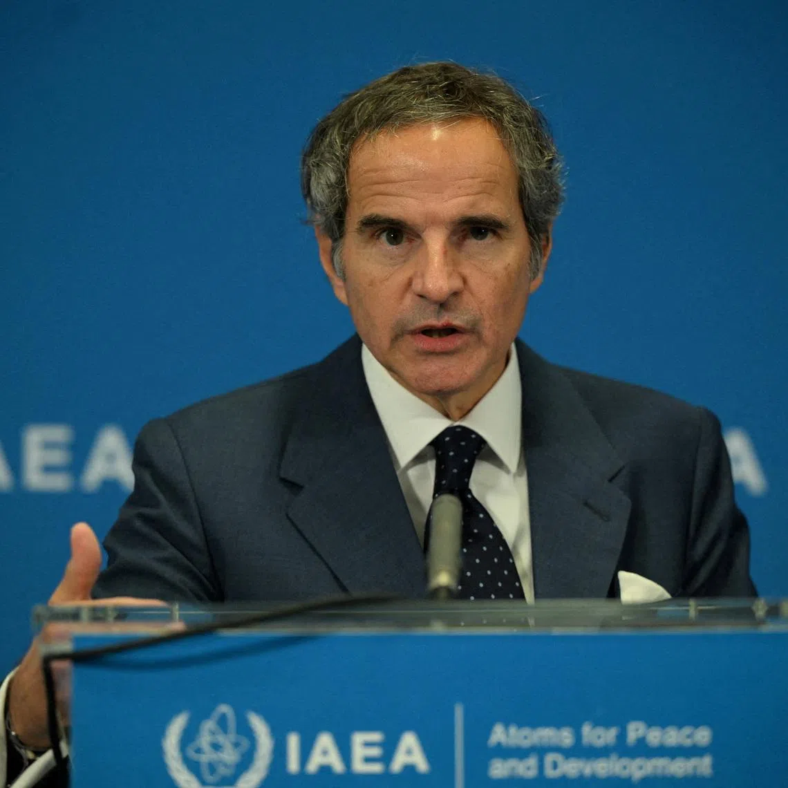 International Atomic Energy Agency (IAEA) Director General Rafael Grossi speaks to the media on the sidelines of a meeting of the IAEA Board of Governors in Vienna, Austria, June 5, 2026. REUTERS/Elisabeth Mandl/File Photo