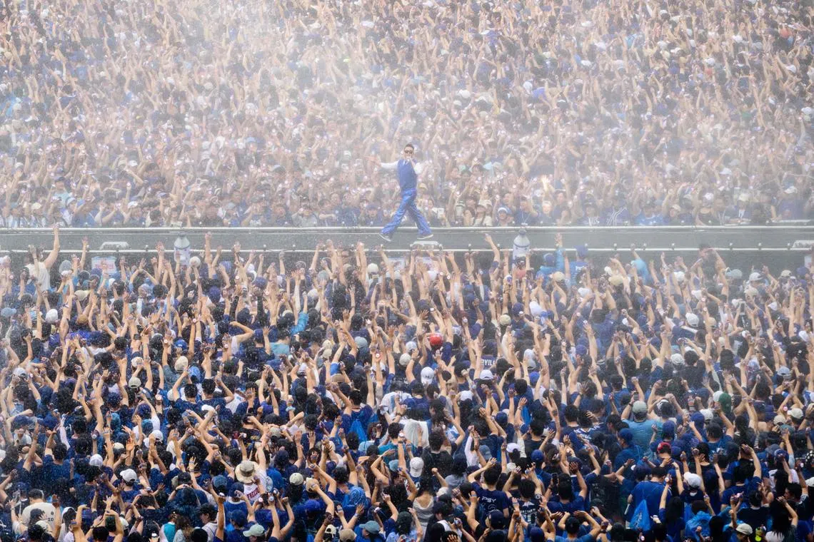 South Korean rapper Psy during his Summer Swag 2025 opening tour concert at the Incheon Asiad Main Stadium in June.