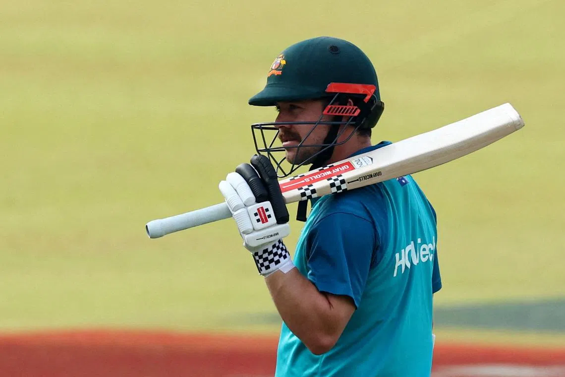 FILE PHOTO: Cricket - ICC Cricket World Cup 2023 - Semi-Final - Australia Practice - Eden Gardens, Kolkata, India - November 14, 2023 Australia's Travis Head during practice REUTERS/Andrew Boyers/File photo