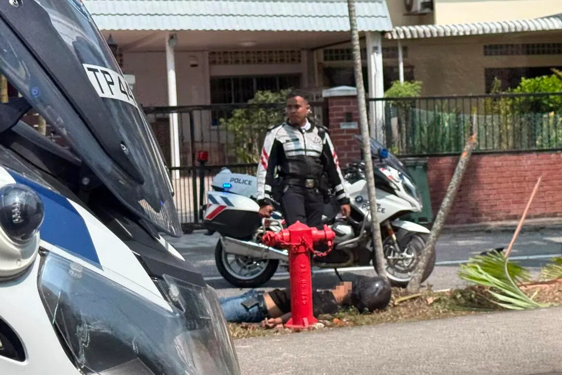 During the pursuit, the motorcycle skidded and was involved in an accident with a car in Farrer Road.