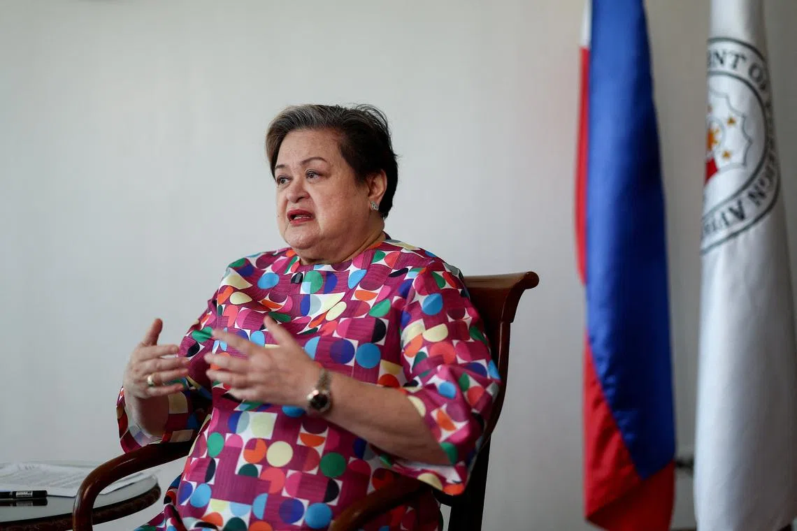 Philippine Foreign Affairs Secretary Ma. Theresa Lazaro speaks with Reuters for an interview in Pasay City, Metro Manila, Philippines, January 22, 2026. REUTERS/Eloisa Lopez