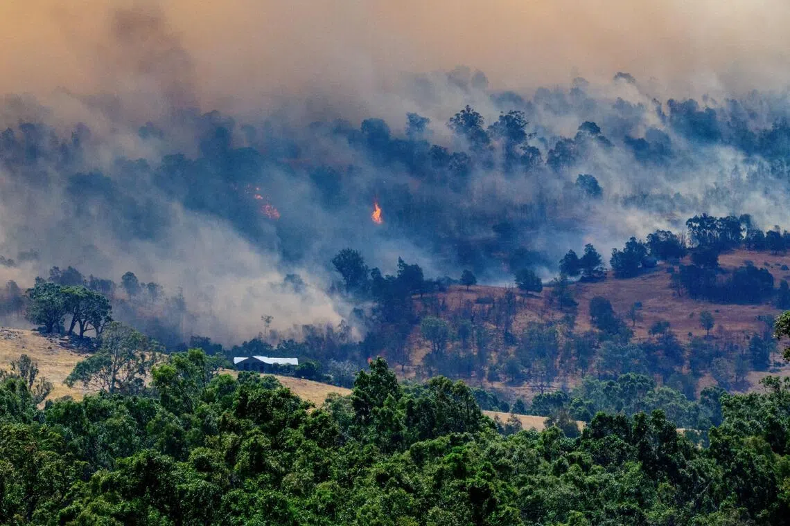 Mountainous terrain was making it difficult for firefighters to battle the blaze from the ground.