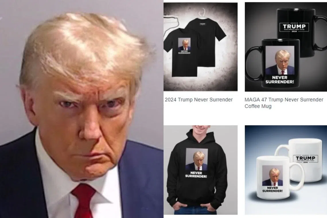 Trump's police mugshot from his latest arrest in Georgia has inspired a range of merchandise. 
