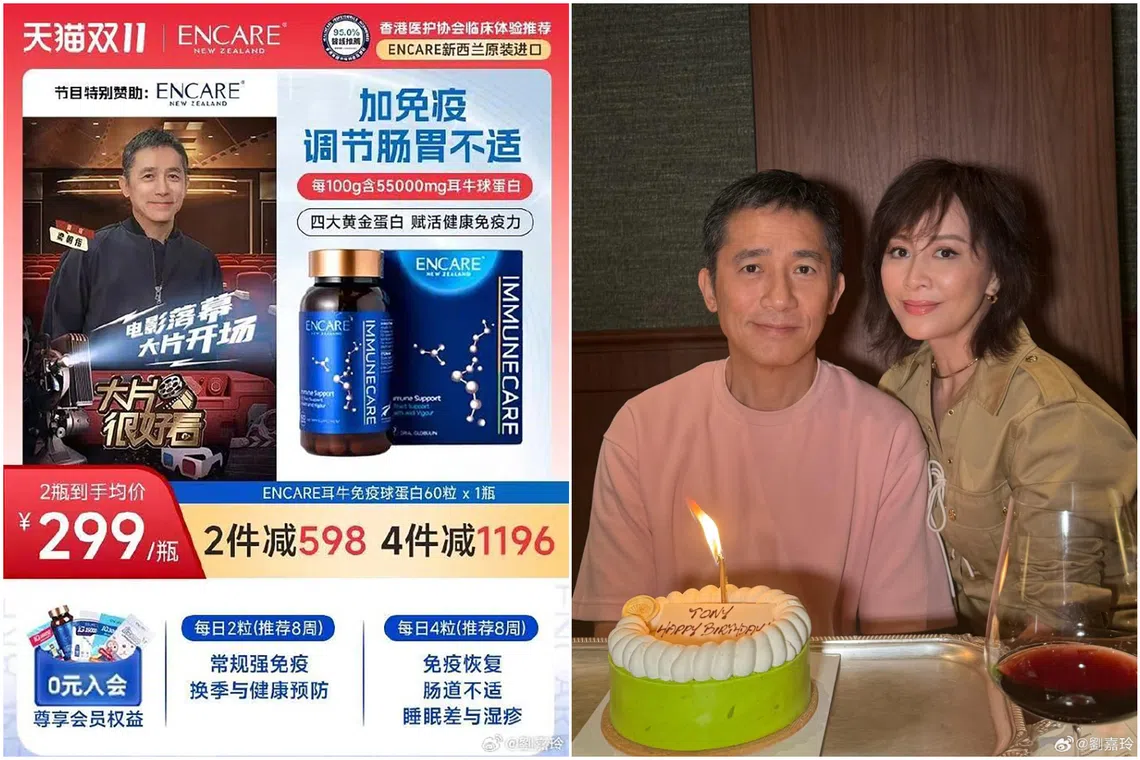 Carina Lau posted screenshots of an online store using Tony Leung’s photo to promote its products.