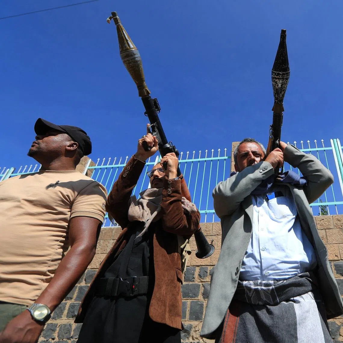 Houthi supporters take part in a rally to recruit more fighters in Sanaa, Yemen.