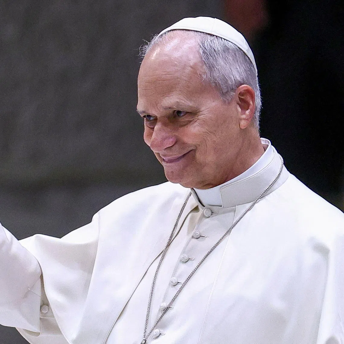 Pope Leo XIV gestures during the weekly general audience in the Paul VI Hall at the Vatican, January 7, 2026. REUTERS/Guglielmo Mangiapane/File Photo