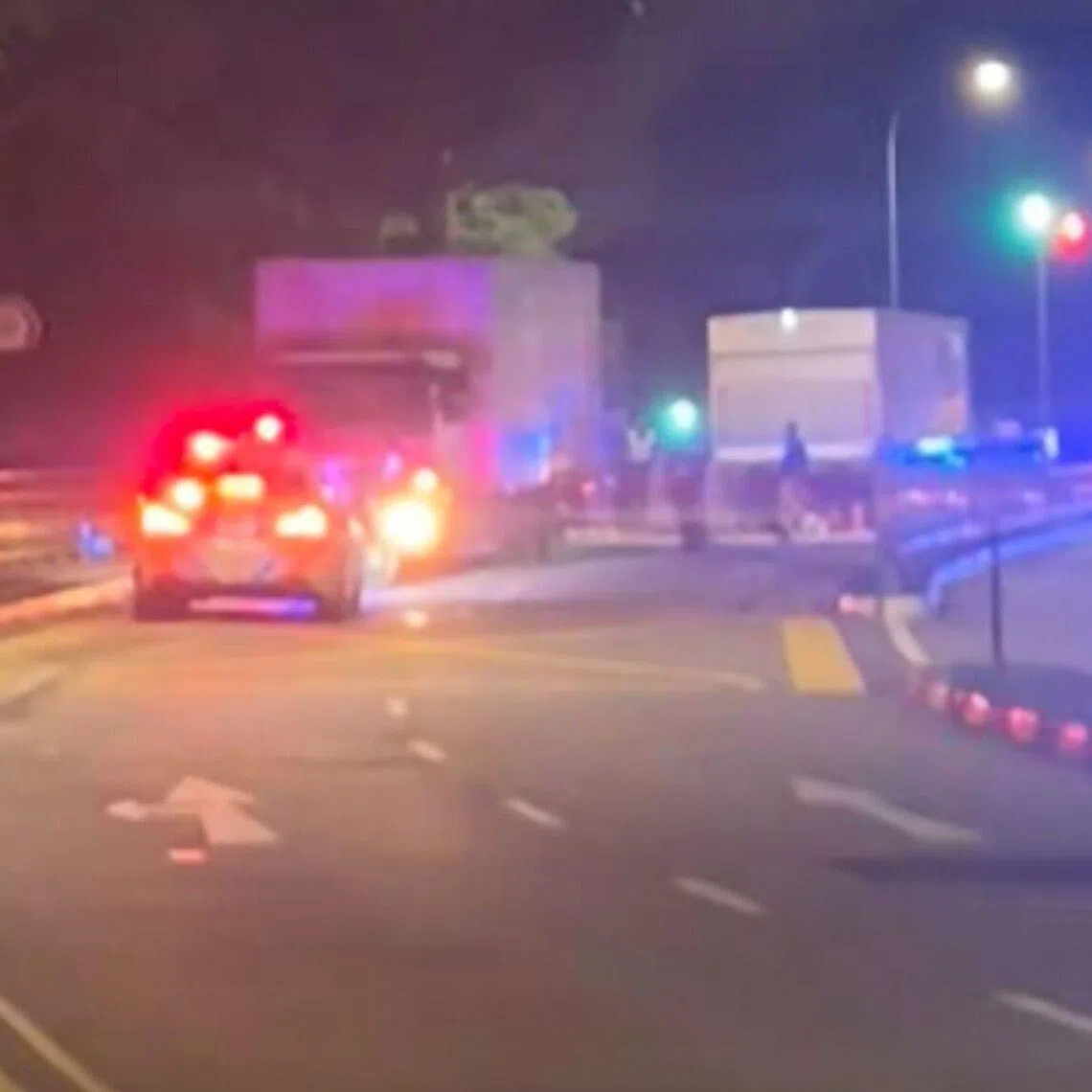 Videos of the aftermath circulating online show a police presence with several heavy vehicles stopped at the scene.