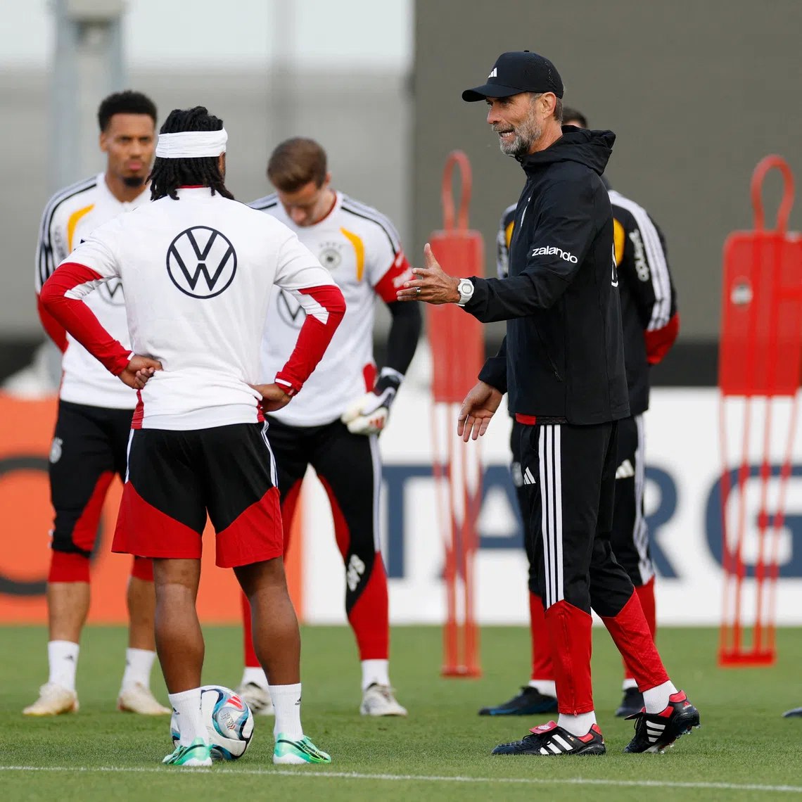 Germany coach Jurgen Klopp conducts a training session at Adidas campus in Germany, on Sept 22.