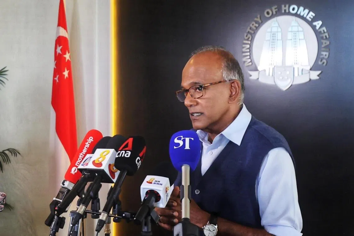 Individuals who want to carry out armed violence abroad will be arrested. said Minister for Home Affairs and Law K. Shanmugam.