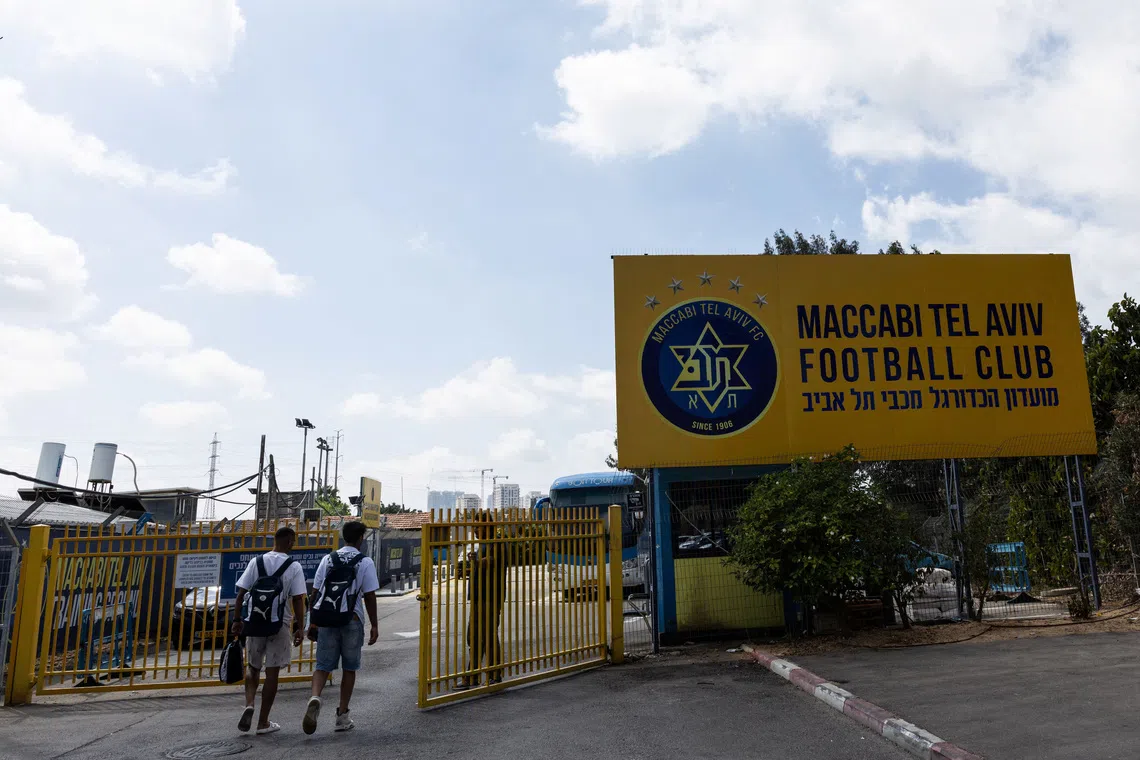 Soccer Football - Young players arrive to the training ground of Maccabi Tel Aviv football club in Tel Aviv, Israel September 30, 2025. REUTERS/Nir Elias