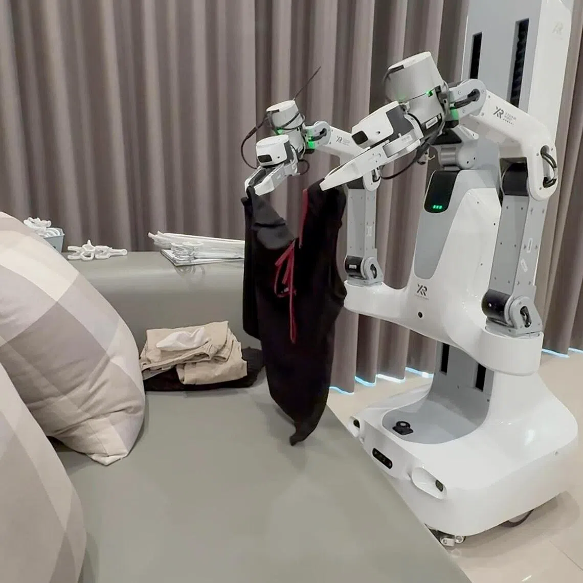 For now, the 1.6m-tall robot fitted on a wheeled base with two mechanical arms would only perform simple tasks and operate in the living area.