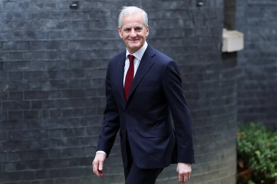 Norway's Prime Minister Jonas Gahr Stoere arrives to meet with British Prime Minister Keir Starmer, at Downing Street, in London, Britain, December 4, 2025. REUTERS/Hannah McKay