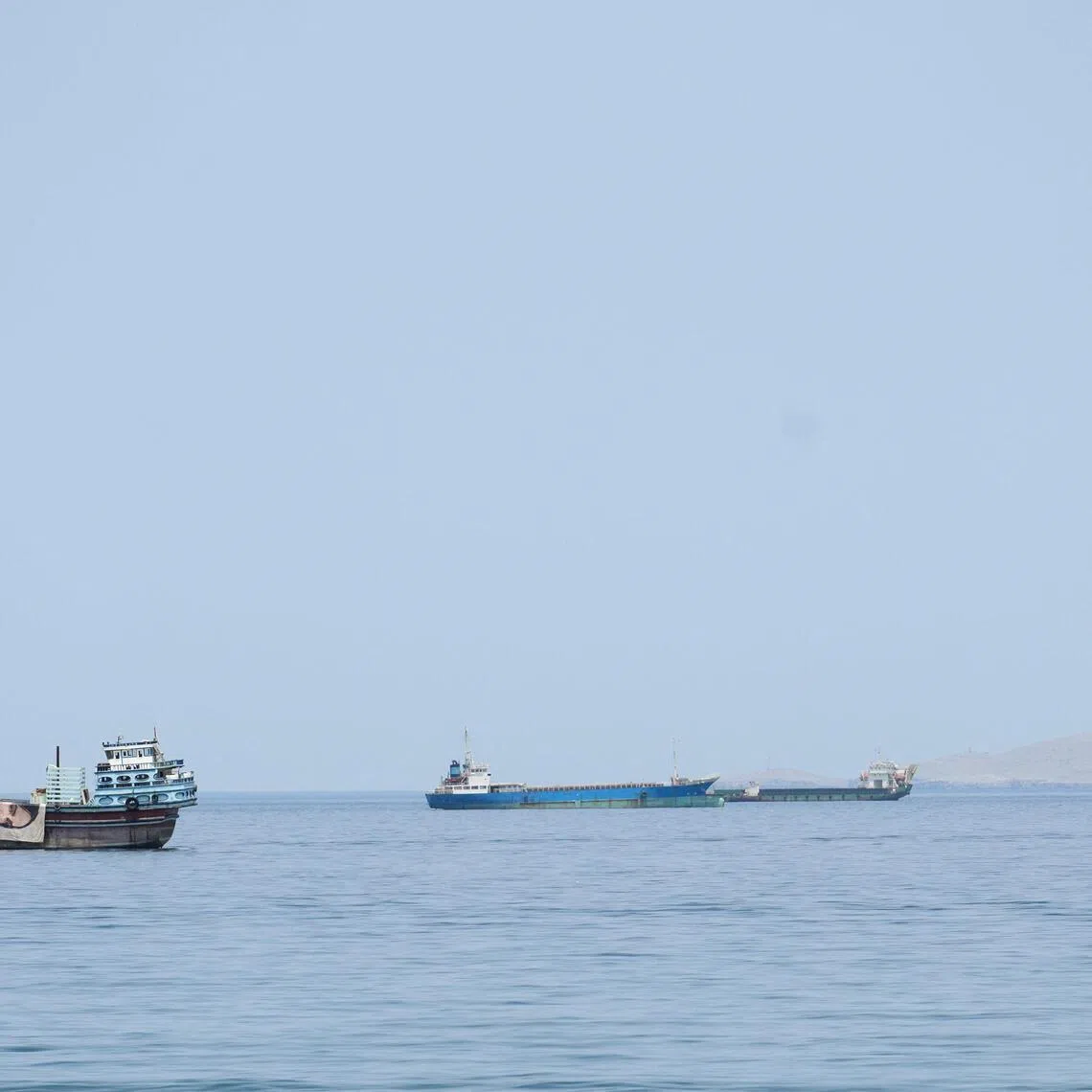 Ships and boats are anchored in the Strait of Hormuz, which Iran has effectively shut.
