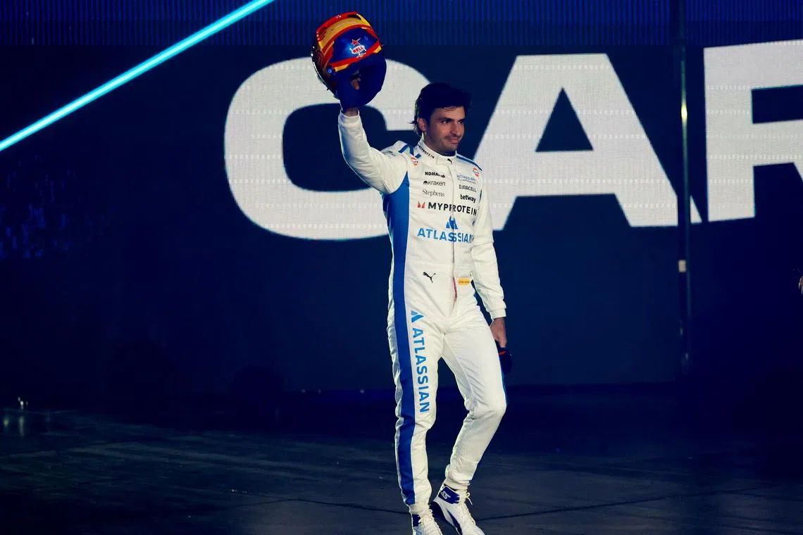 FILE PHOTO: Formula One F1 - F1 75 Live Season Launch - The O2, London, Britain - February 18, 2025 Williams' Carlos Sainz Jr. during the launch REUTERS/Andrew Boyers/File Photo