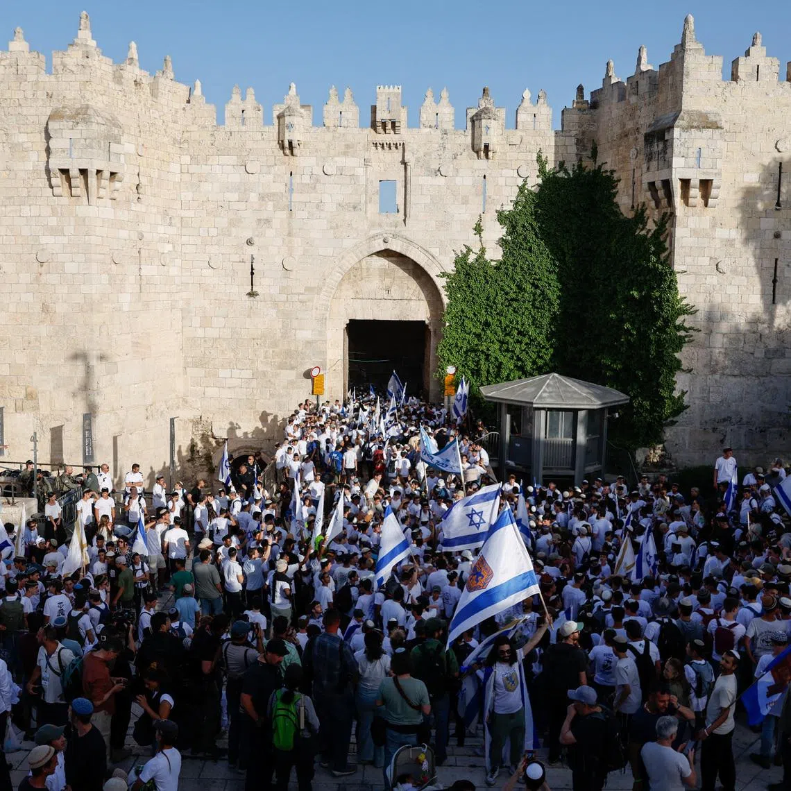 Israelis participate in the annual Jerusalem Day march in Jerusalem, May 14, 2026. REUTERS/Amir Cohen