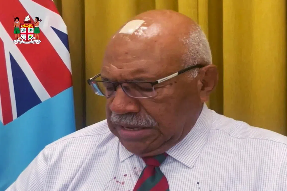 Fiji's PM Sitiveni Rabuka said he suffered a head injury and must remain at home instead of travel to China.