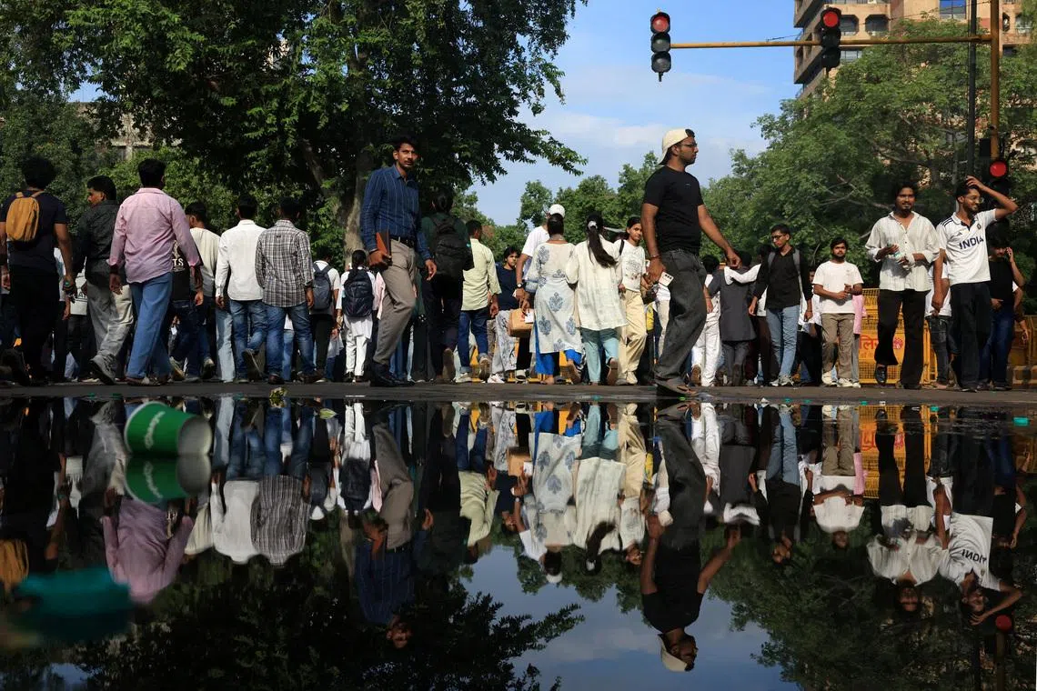 Supporters of India’s Cockroach Janata Party during an ongoing protest at Jantar Mantar in New Delhi, on July 24.
