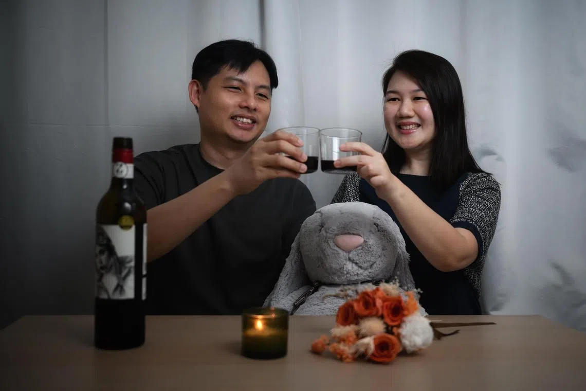 Luc Choo, 46 and his wife Lindt Tan, 41enjoying wine during their date night on April 5, 2024. 

**************

This student-care centre, Fun Commune, regularly closes late to let the parents have a date night.