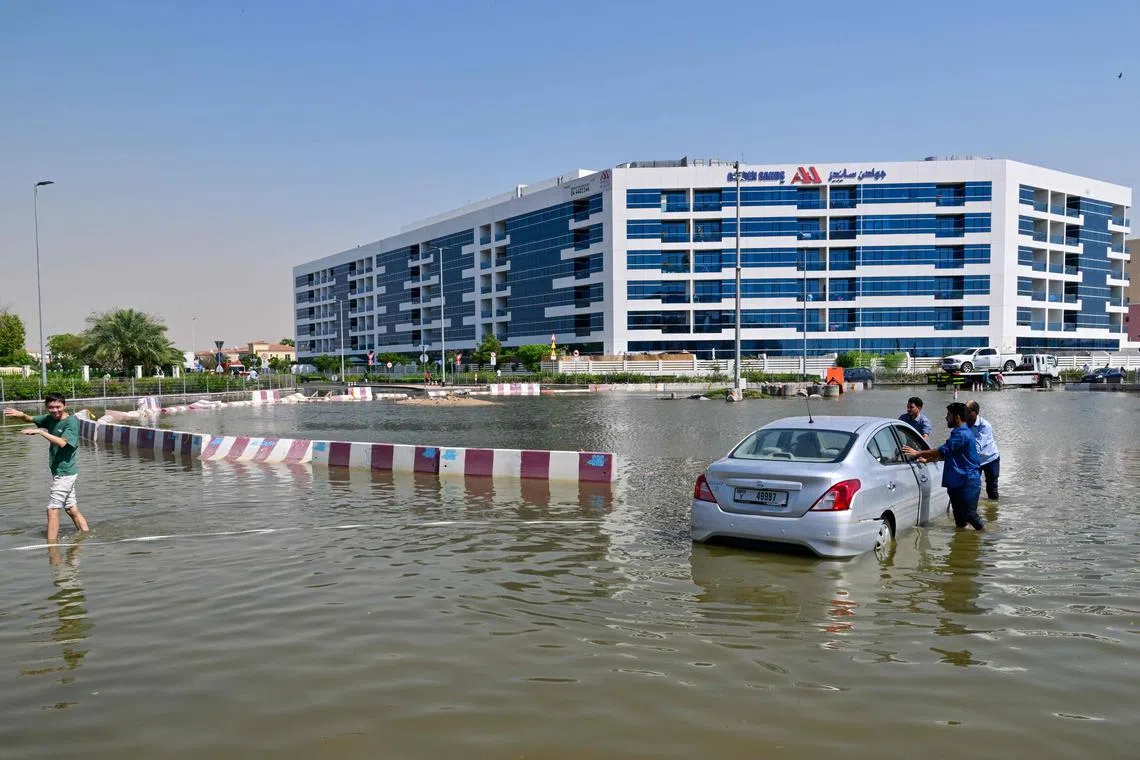 The failure of water to drain away has proved a major obstacle to recovery efforts in Dubai. 