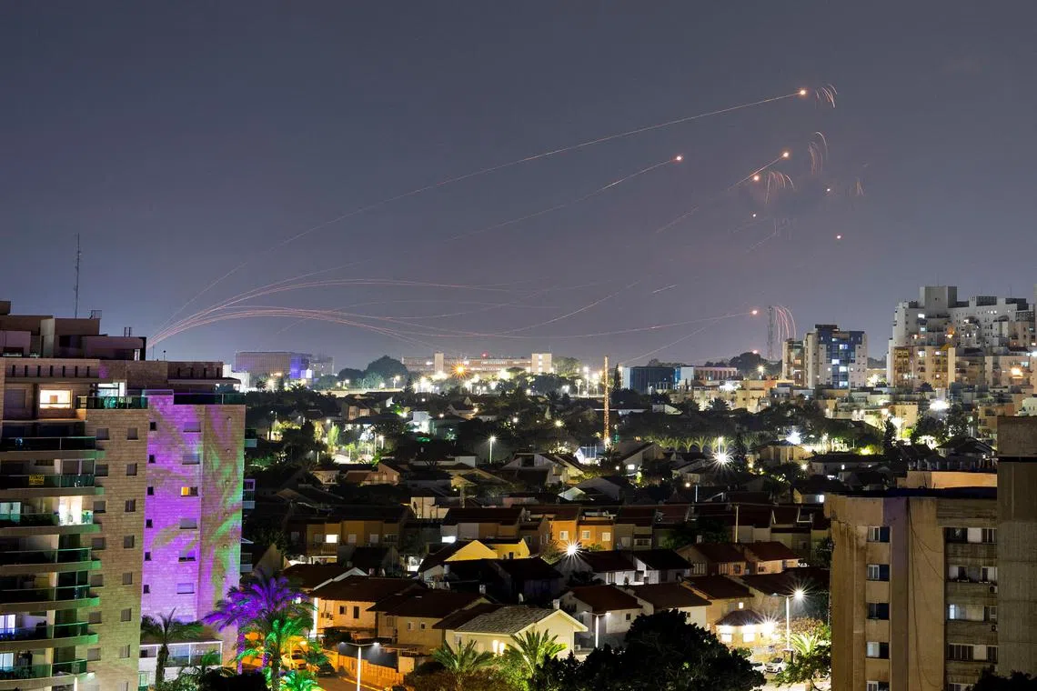 Israel's Iron Dome anti-missile system intercepts rockets launched from the Gaza Strip on Jan 1.
