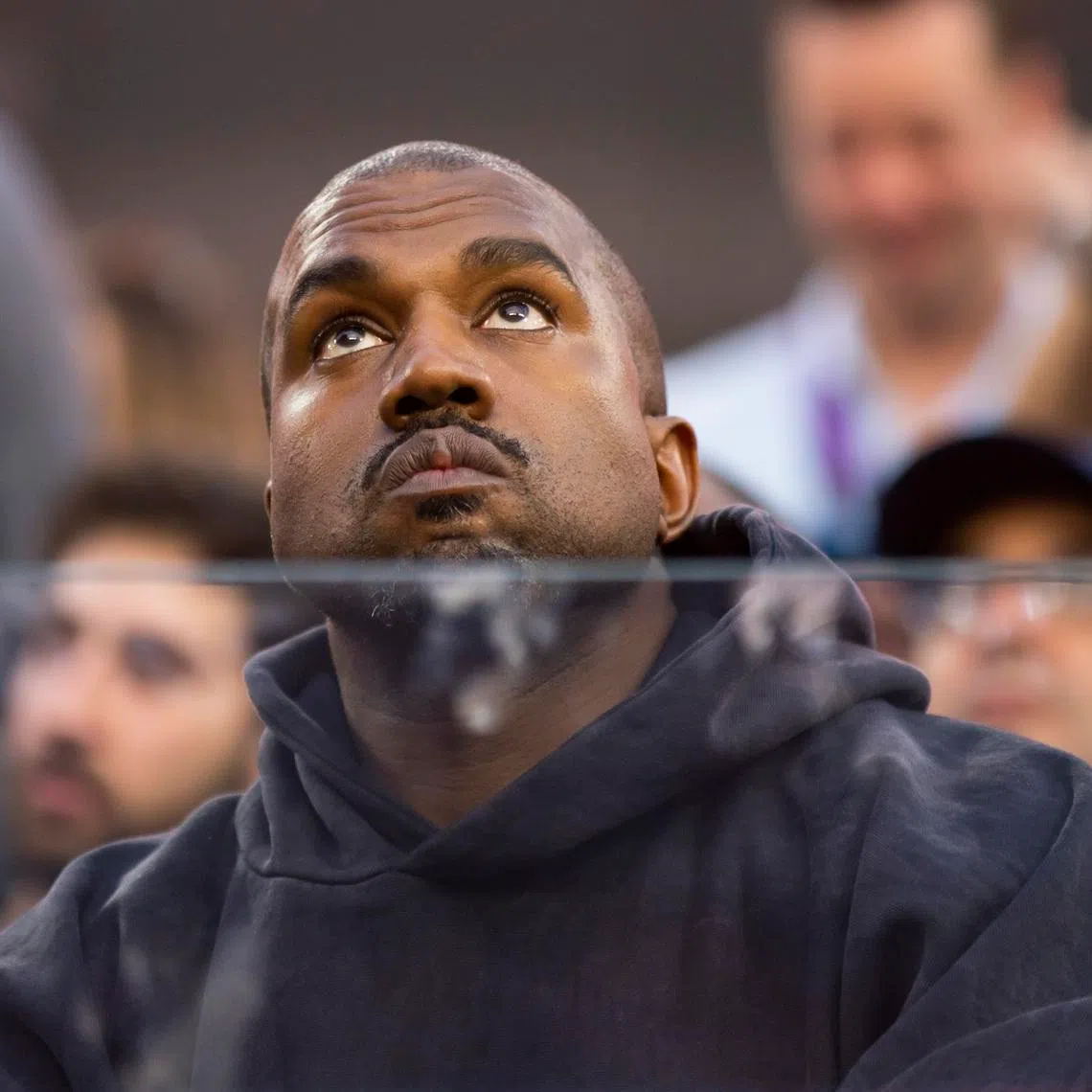FILE PHOTO: Feb 13, 2022; Inglewood, CA, USA; Rapper/recording artist Kanye West during the Cincinnati Bengals game against the Los Angeles Rams in Super Bowl LVI at SoFi Stadium. Mark J. Rebilas-USA TODAY Sports/ File Photo