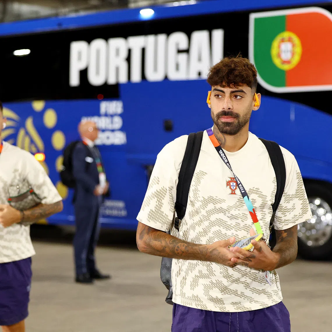 Soccer Football - FIFA World Cup 2026 - Round of 16 - Portugal v Spain - Dallas Stadium, Arlington, Texas, U.S. - July 6, 2026 Portugal's Samu Costa arrives at the stadium before the match REUTERS/Issei Kato
