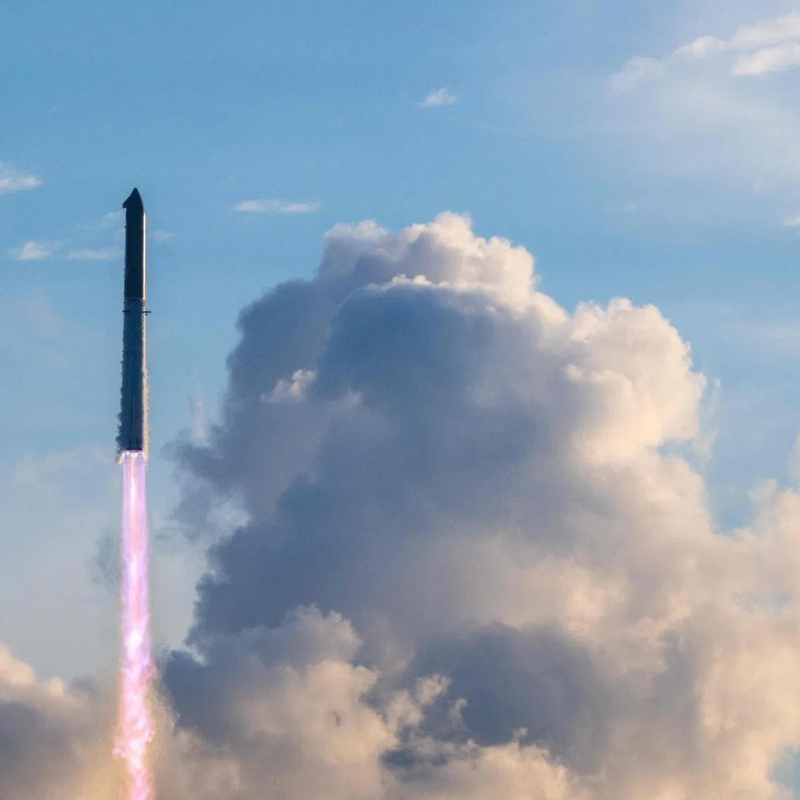 SpaceX Starship Flight 14 launches from its launch pad at Boca Chica Beach in Texas, on Sept 28.