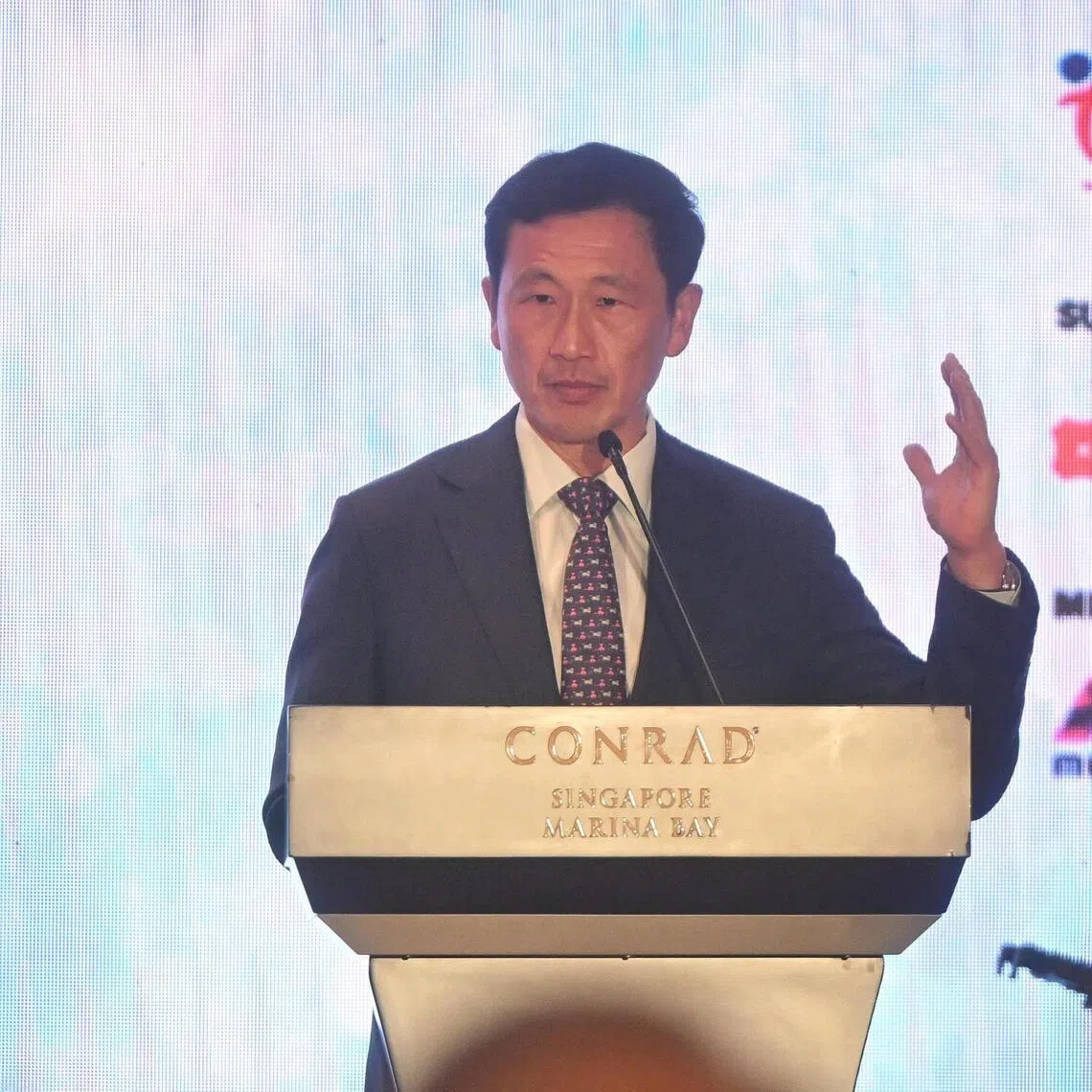 Guest of Honour Mr. Ong Ye Kung, Minister for Health and Coordinating Minister for Social Policies delivering his speech at WorkWell Leaders Awards 2026 at Conrad Singapore Marina Bay, on Apr 24, 2026.