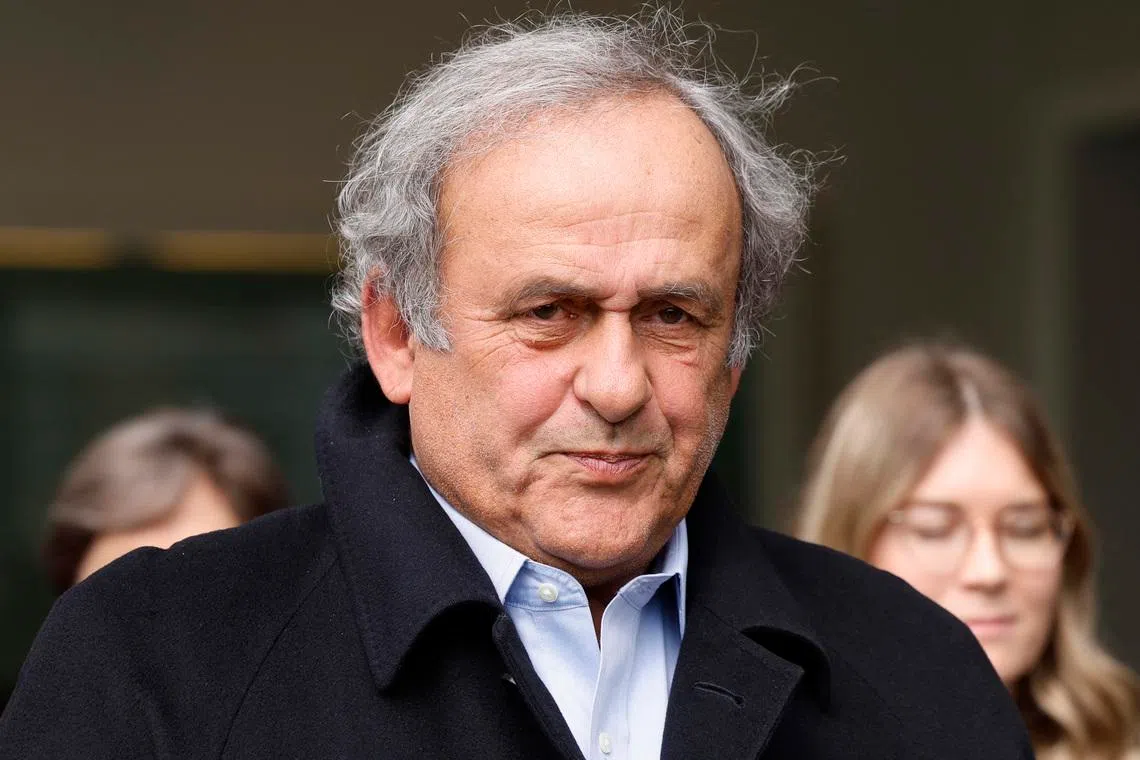 Former UEFA President Michel Platini leaving the tribunal after he was acquitted on corruption charges against him in Muttenz, Switzerland, March 25, 2025. 