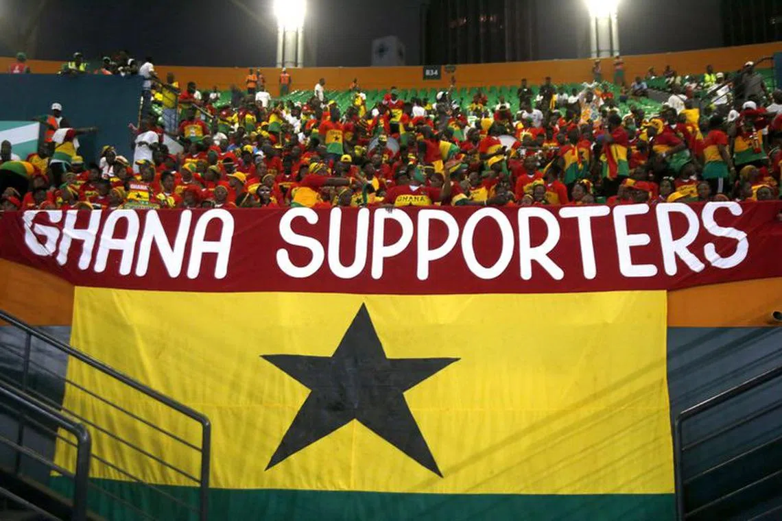FILE PHOTO: Soccer Football - Africa Cup of Nations - Group B - Egypt v Ghana - Felix Houphouet Boigny Stadium, Abidjan, Ivory Coast - January 18, 2024  Ghana fans in the stands before the match REUTERS/Luc Gnago