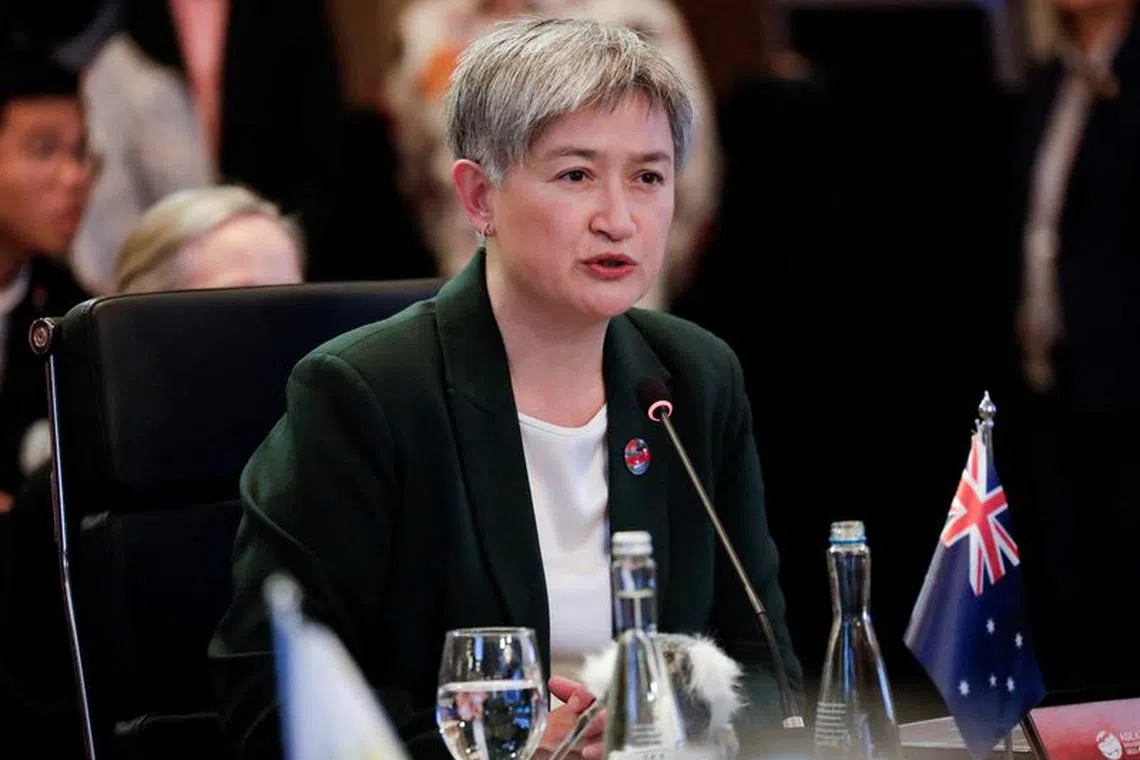 Australian Foreign Minister Penny Wong speaks during the ASEAN Post Ministerial conference with Australia, in Jakarta, Indonesia, July 13, 2023. REUTERS/Ajeng Dinar Ulfiana/Pool