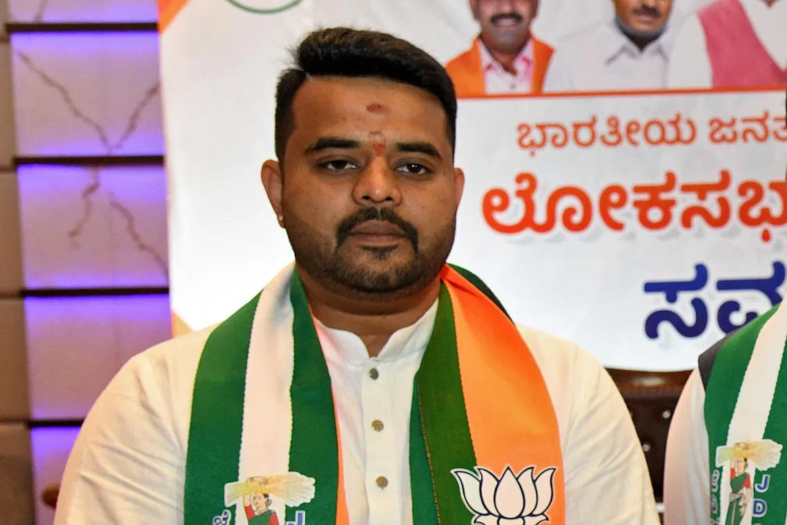 Prajwal Revanna, a leader of Janata Dal (Secular) party, attends a meeting to form an alliance with India's ruling Bharatiya Janata Party (BJP), in Bengaluru, India, March 29, 2024. REUTERS/Stringer