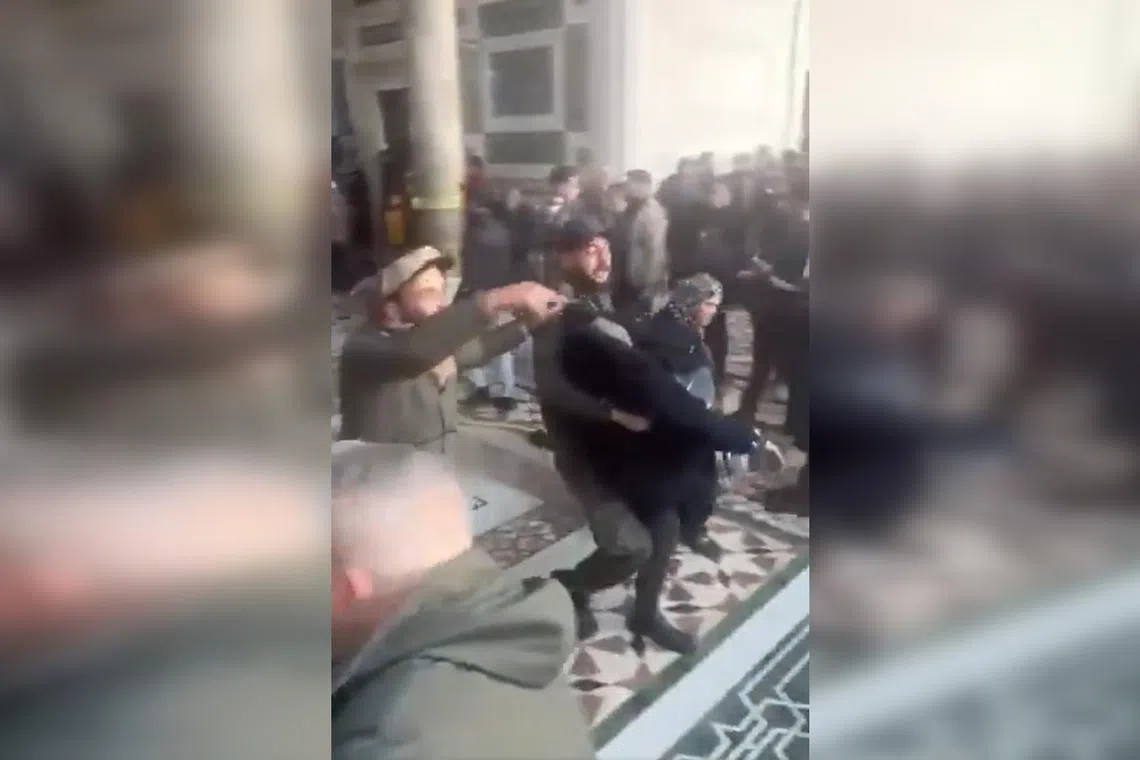 A video uploaded to social media showed people being carried from the scene.