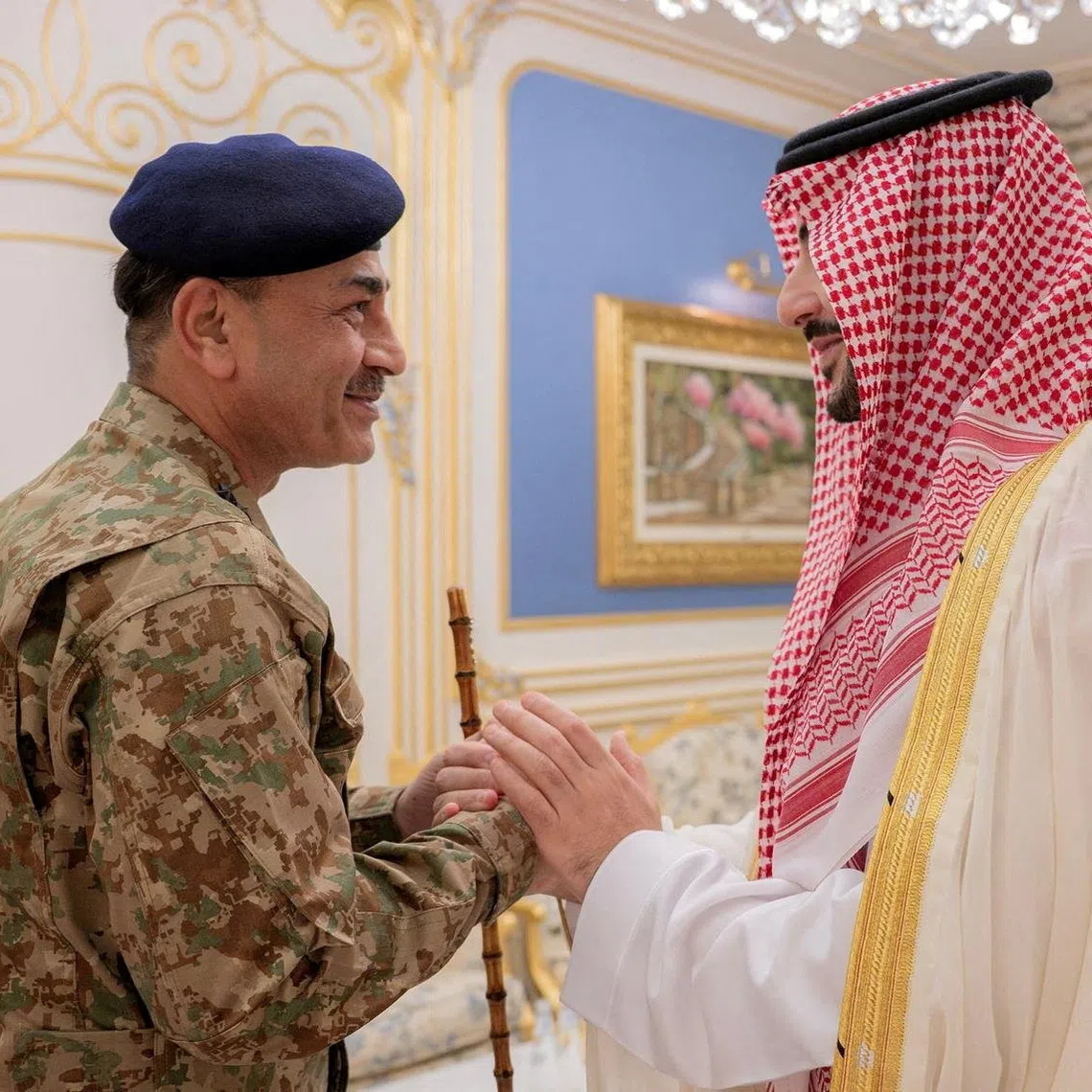 FILE PHOTO: Saudi Defense Minister Prince Khalid bin Salman bin Abdulaziz Al Saud meets Pakistan's Chief of the Defence Forces and Chief of Army Staff Field Marshal Asim Munir, in Riyadh, Saudi Arabia, September 25, 2026. Saudi Press Agency/Handout via REUTERS