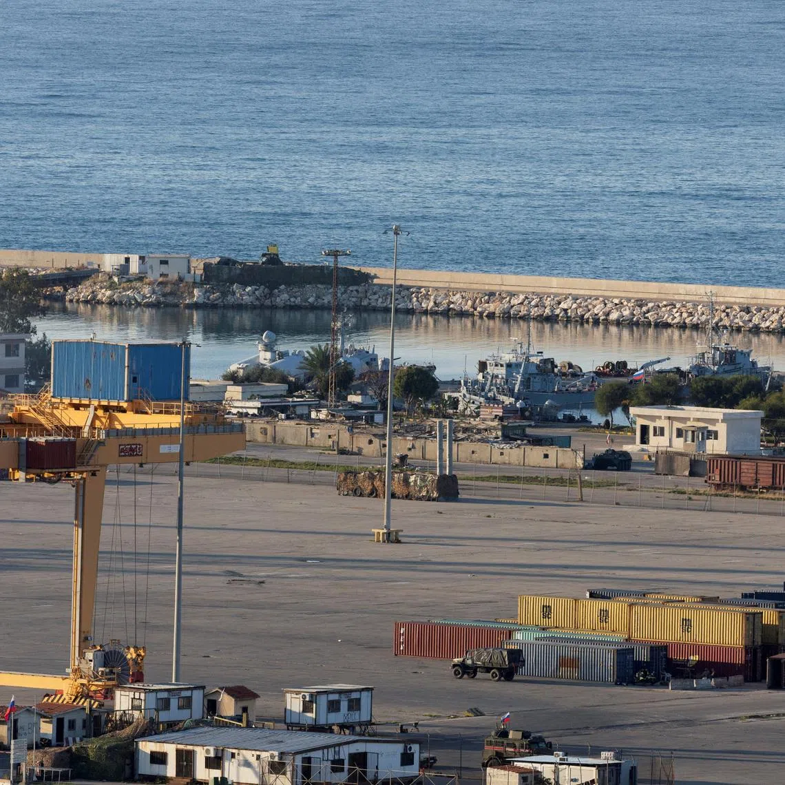 FILE PHOTO: A general view of the Russian Navy facility in Syria's coastal Tartous, Syria, December 14, 2024. REUTERS/Umit Bektas/File Photo