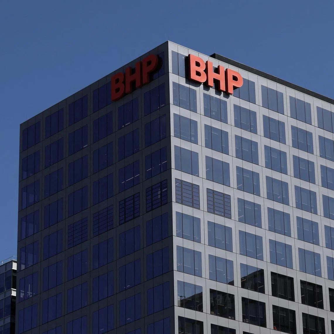 A BHP Group logo is displayed on their building in Adelaide, Australia, September 18, 2025. REUTERS/Hollie Adams