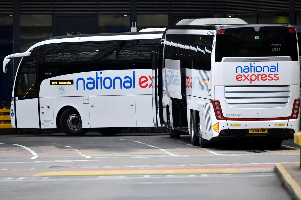 FILE PHOTO: National Express coaches are seen at Victoria station, London, Britain, April 2, 2020. REUTERS/Dylan Martinez/File Photo